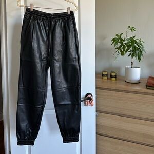 PU leather jogger pants